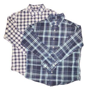Merona Men's Plaid Button-Down Shirt Bundle – Size Large (2 Shirts)